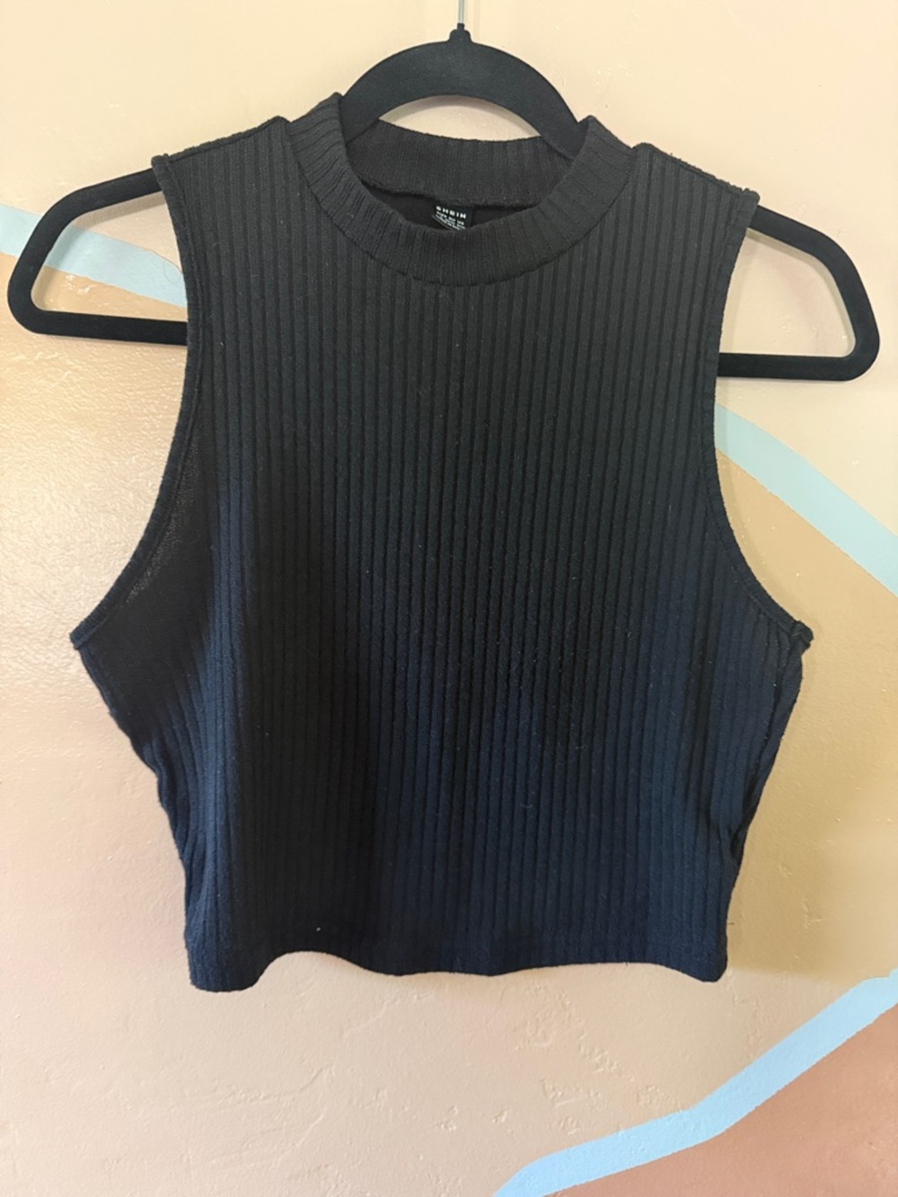 SHEIN Ribbed Sleeveless Crop Tank Top - Black